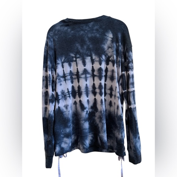 Halcyon Blue & White Tie-Dye Lace-Up Side Long Sleeve Top | Size M - Picture 2 of 5